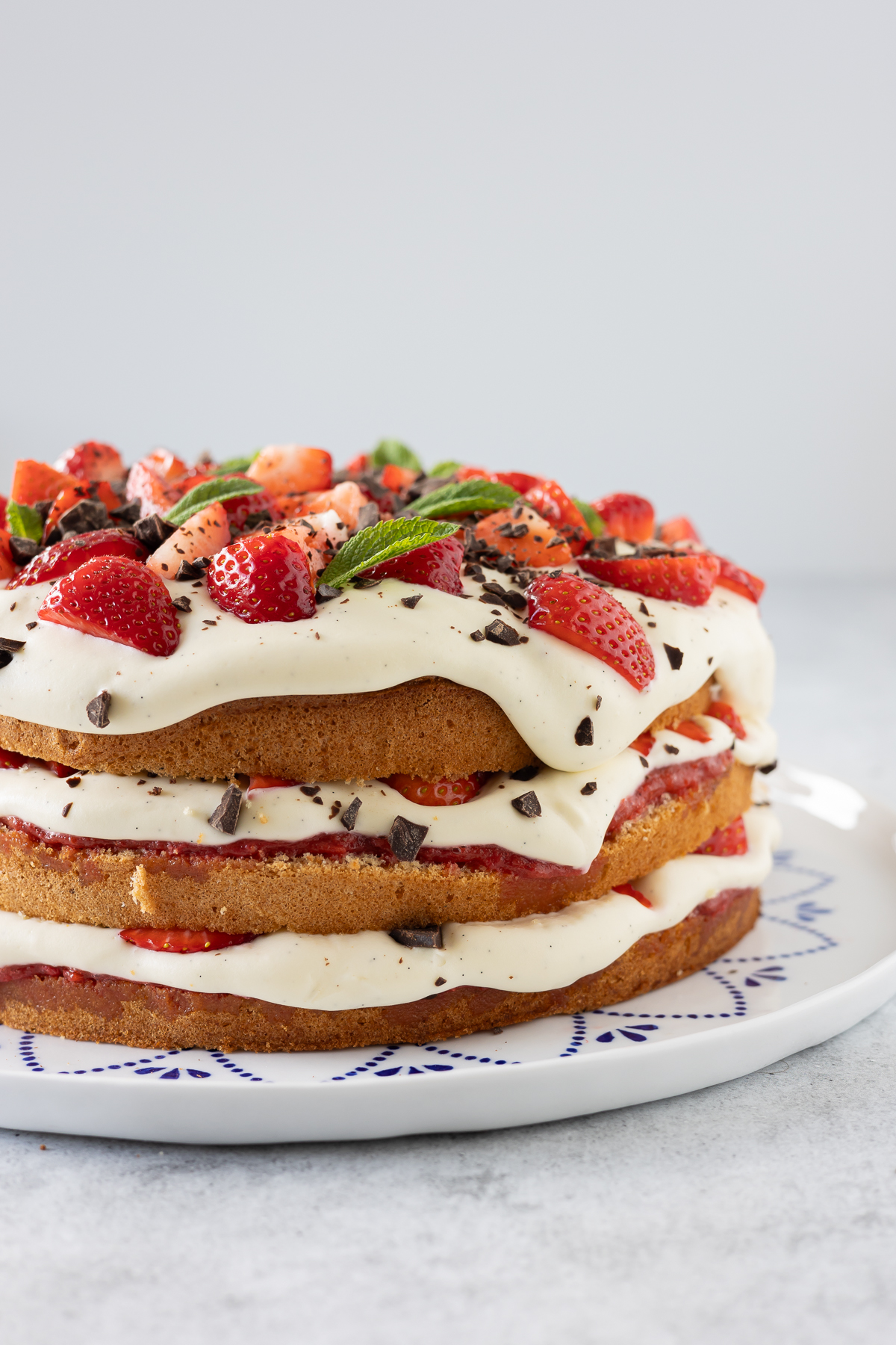 Danish Layer Cake with Strawberries & Cream