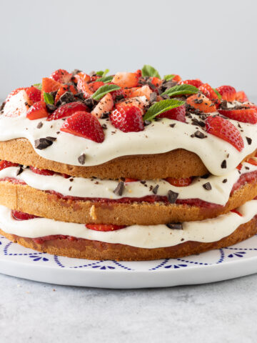 Danish Layer Cake with Strawberries & Cream